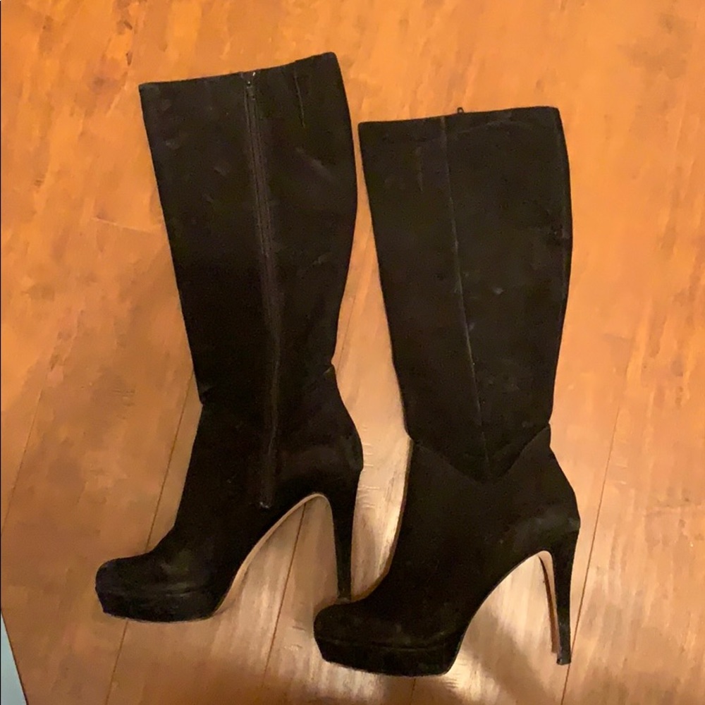 Black Antonio Melani black suede heeled boots